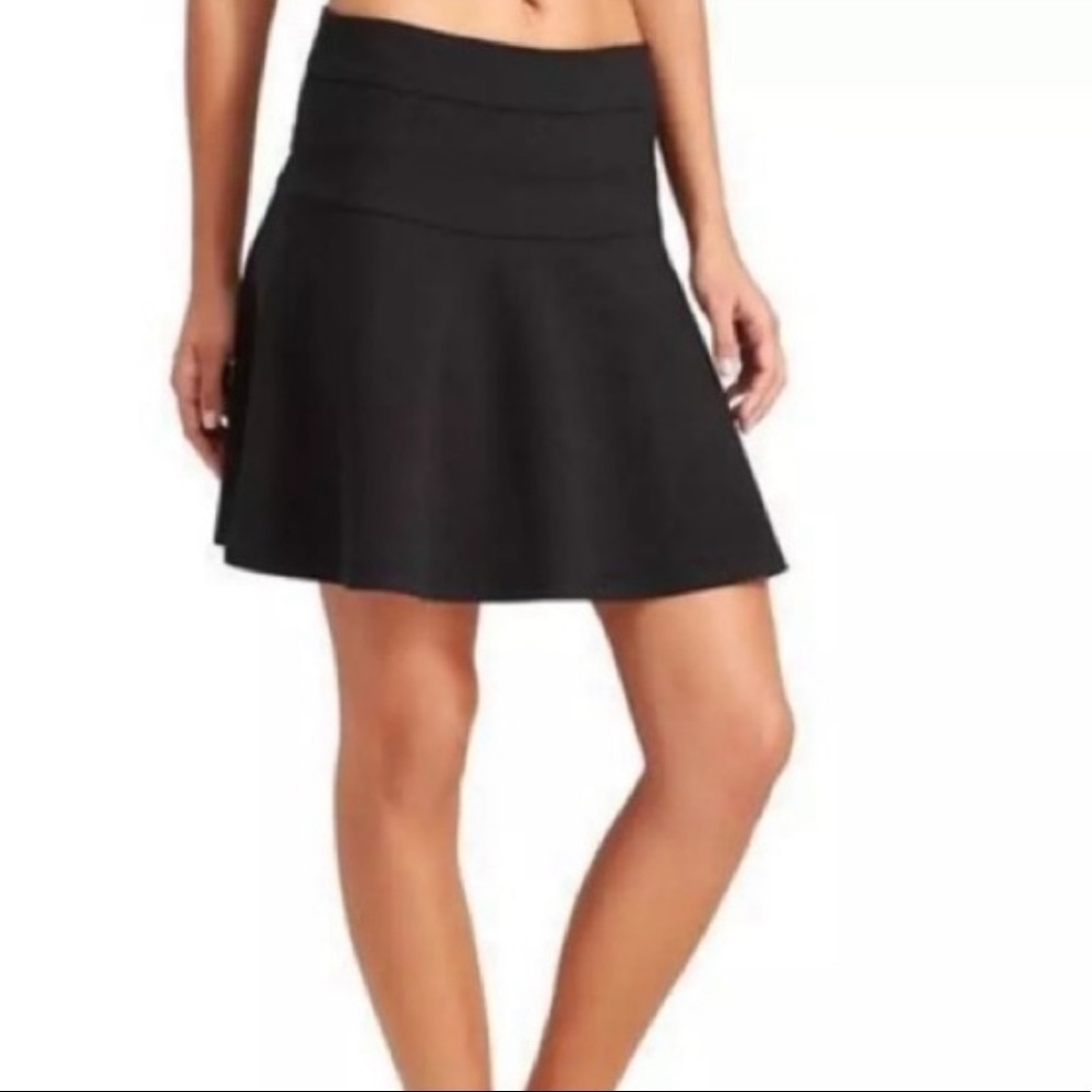 Athleta | Ponte Twill Heathered Black A-Line Flare Skirt